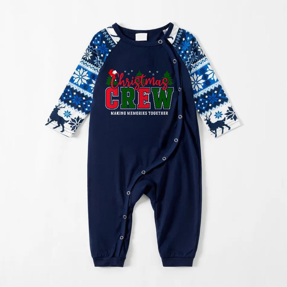 WW | Fröhliche blaue Weihnachts-Pyjama-Set mit festlichen Urlaubsslogans