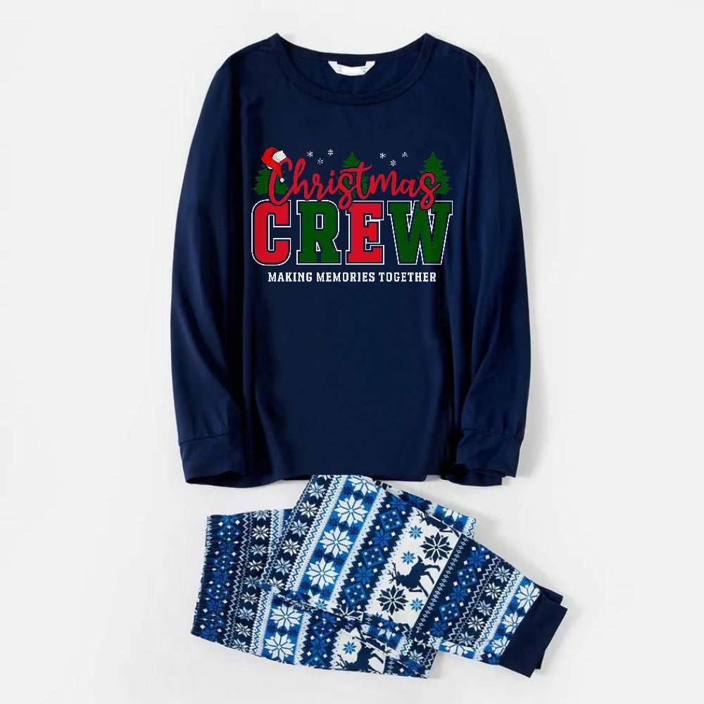 WW | Fröhliche blaue Weihnachts-Pyjama-Set mit festlichen Urlaubsslogans