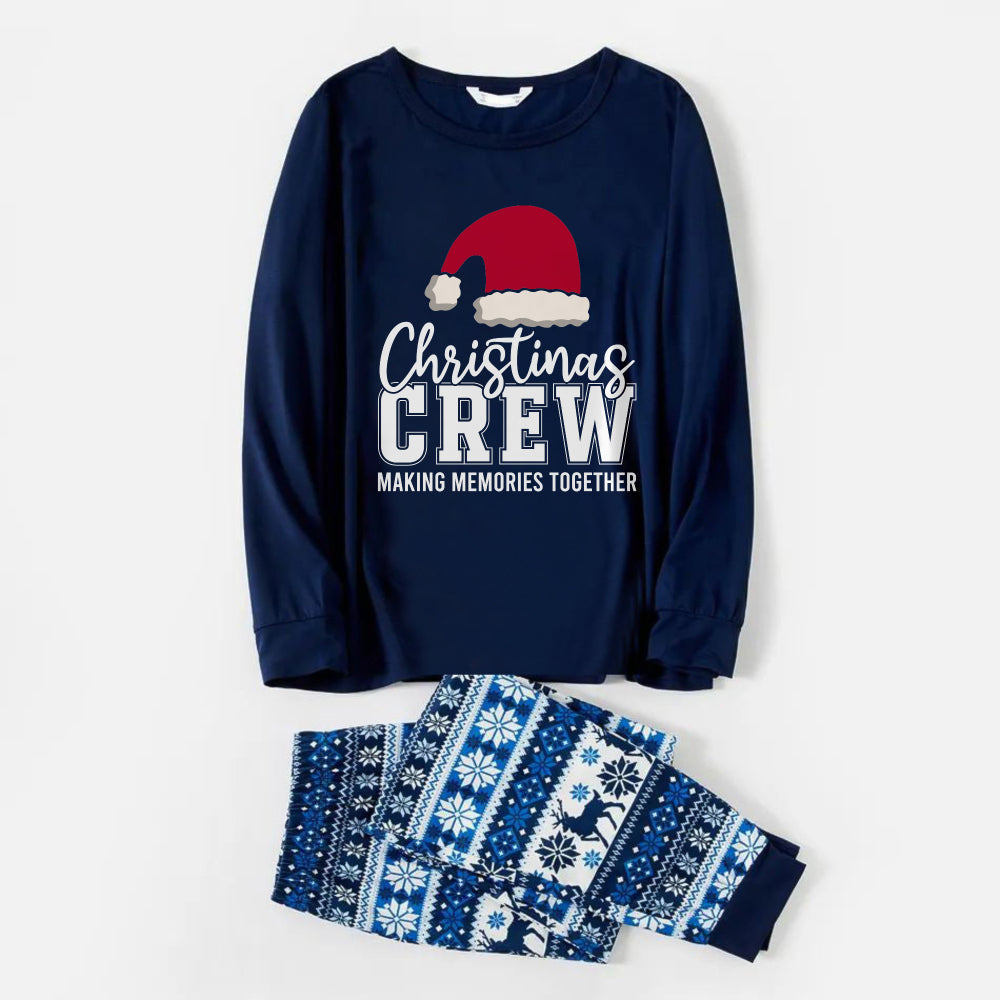 WW | Joyful Blue Christmas Pyjama Set with Santa Hat and Text Print
