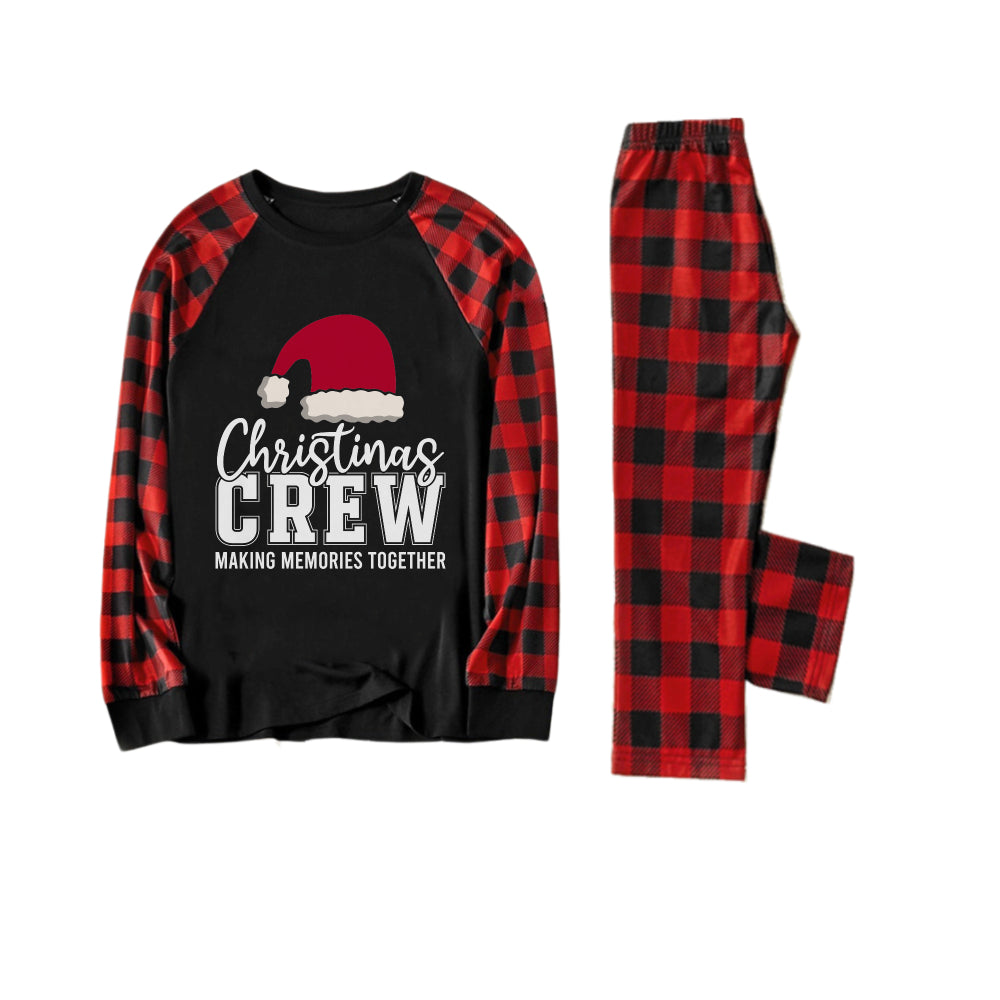 WW | Rote und schwarze karierte Weihnachts-Pyjama-Set mit dem Aufdruck "Christmas Crew Making Memories Together 2025"