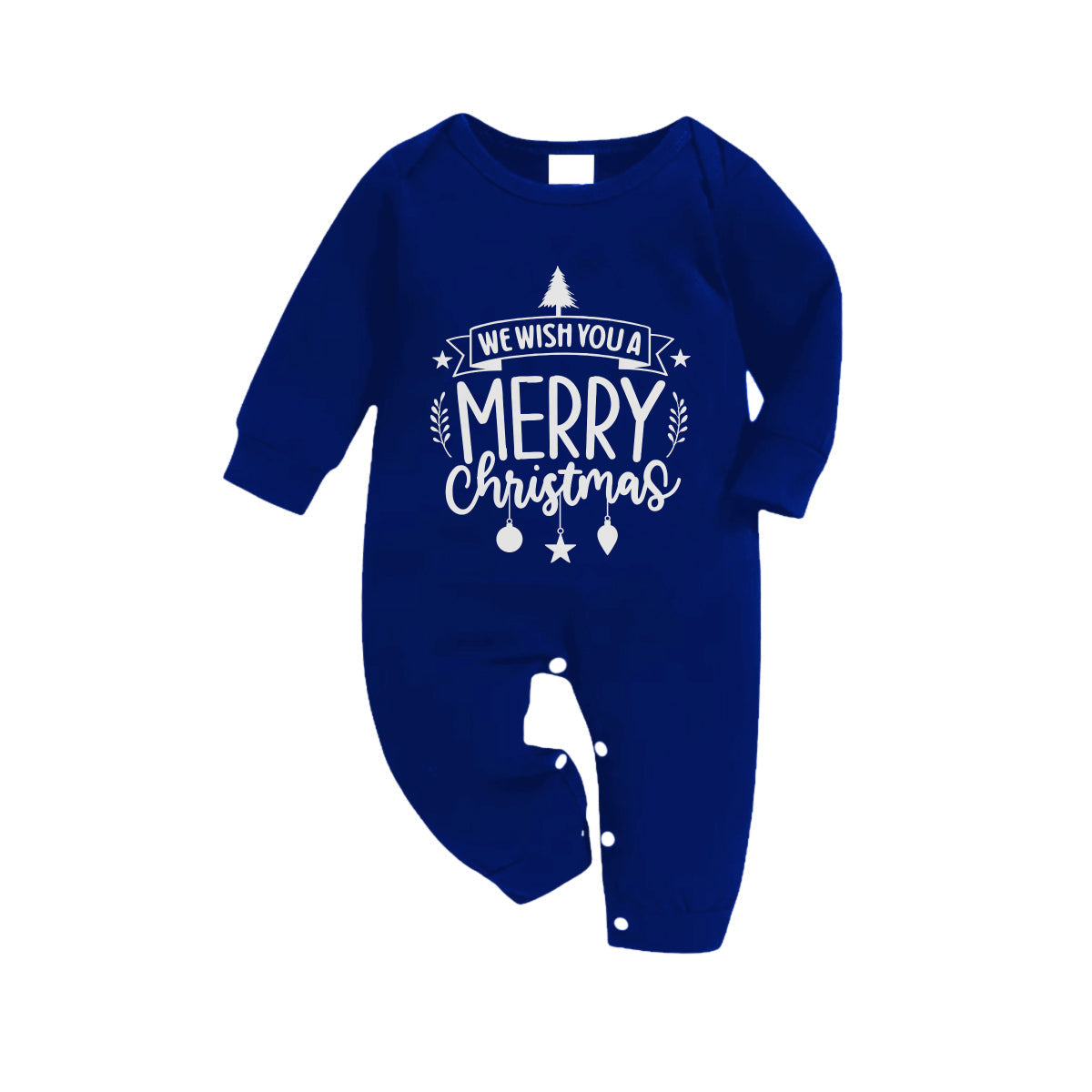 WW | Christmas Family Matching Pajamas - Navy & White Plaid PJs Set with "We Wish You a Merry Christmas" Print