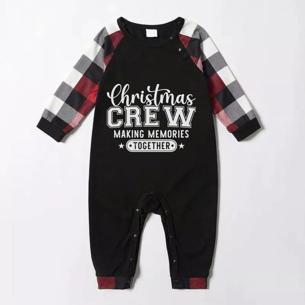 WW | Christmas Family Matching Pajamas - Red and Gray Plaid PJs Set with Christmas Slogan Print