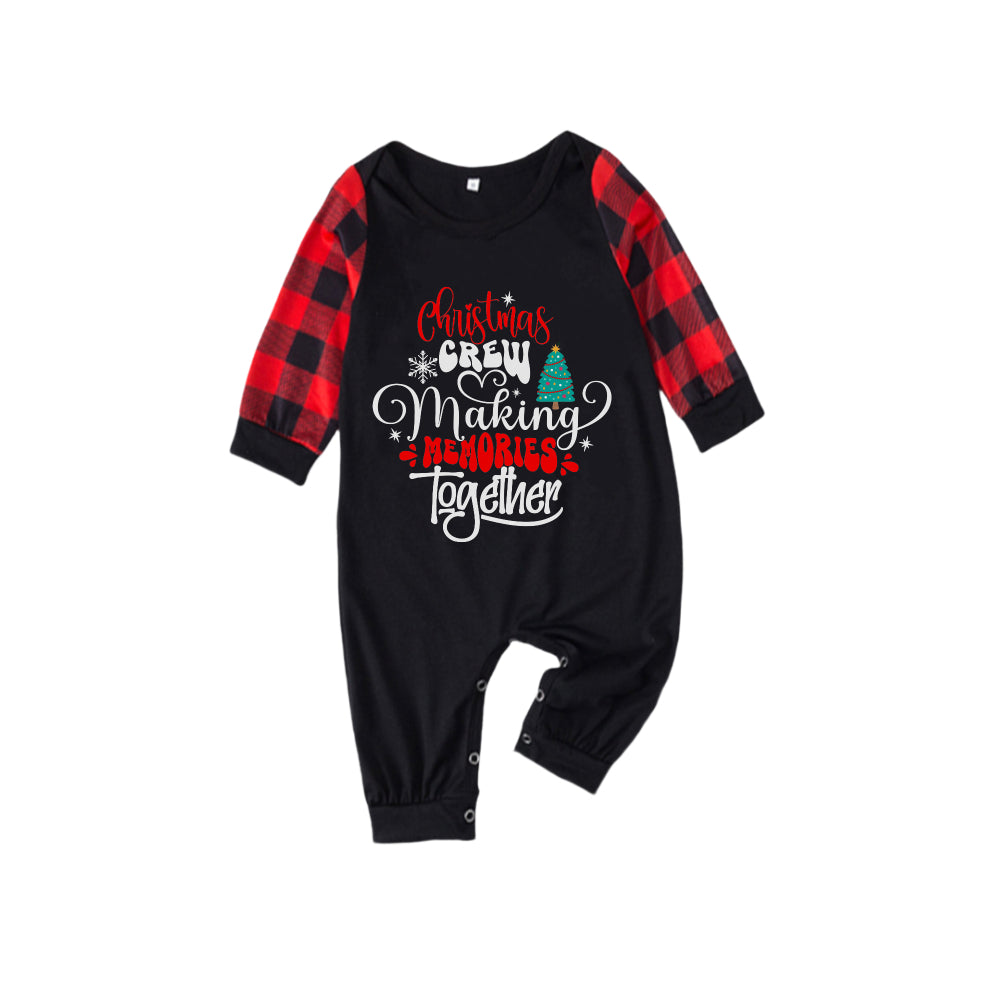 WW | Rote und schwarze Karierte Weihnachts-Pyjama-Set mit Familien-Slogan-Designs