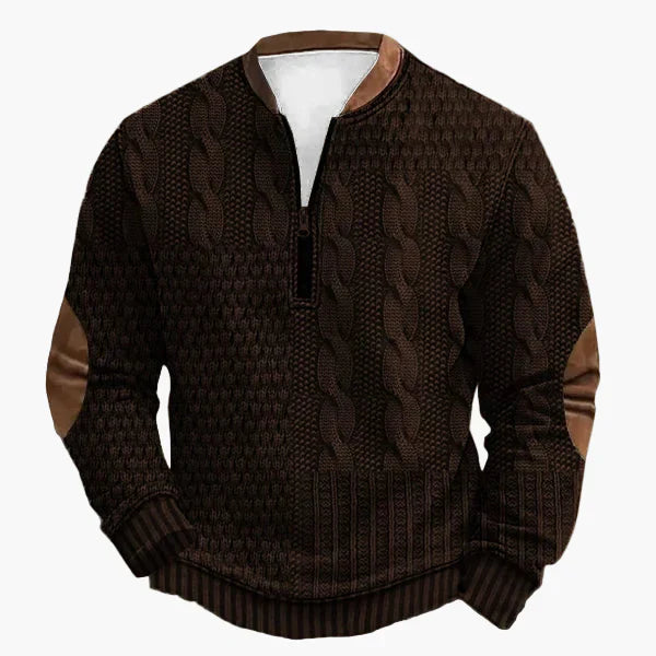 WW | Strickpullover mit Zopfmuster und Viertelreißverschluss - Modischer Freizeitpullover für Herbst und Winter