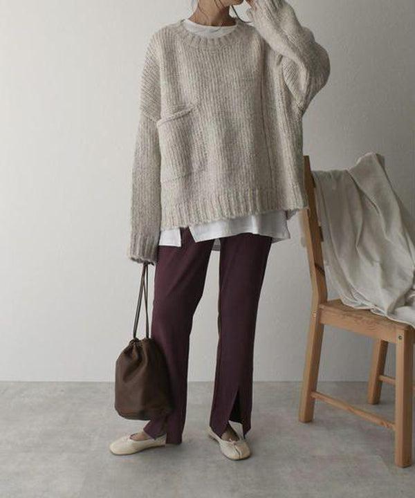 WW | Übergroßer Pullover mit Taschen und Komfort in Elfenbein