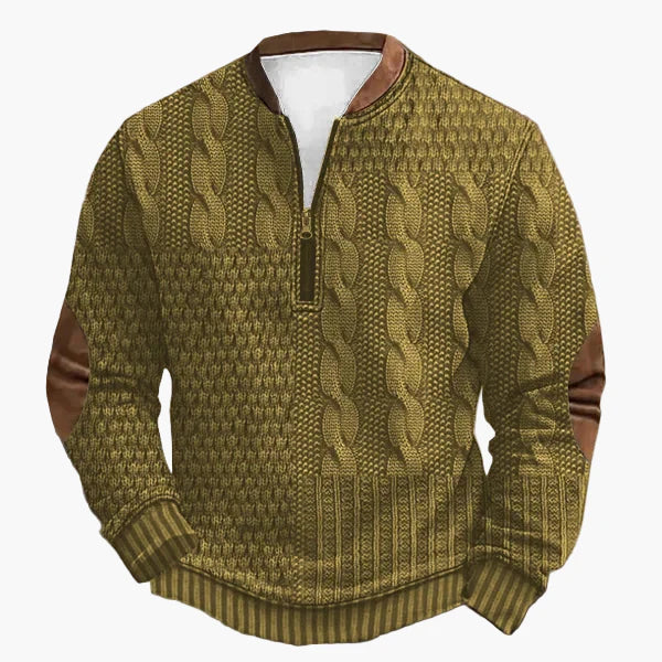 WW | Strickpullover mit Zopfmuster und Viertelreißverschluss - Modischer Freizeitpullover für Herbst und Winter