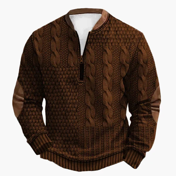 WW | Strickpullover mit Zopfmuster und Viertelreißverschluss - Modischer Freizeitpullover für Herbst und Winter