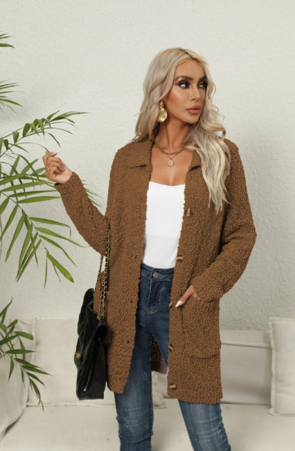 WW | Cardigan aus gemütlichem Teddy mit eleganten Taschen