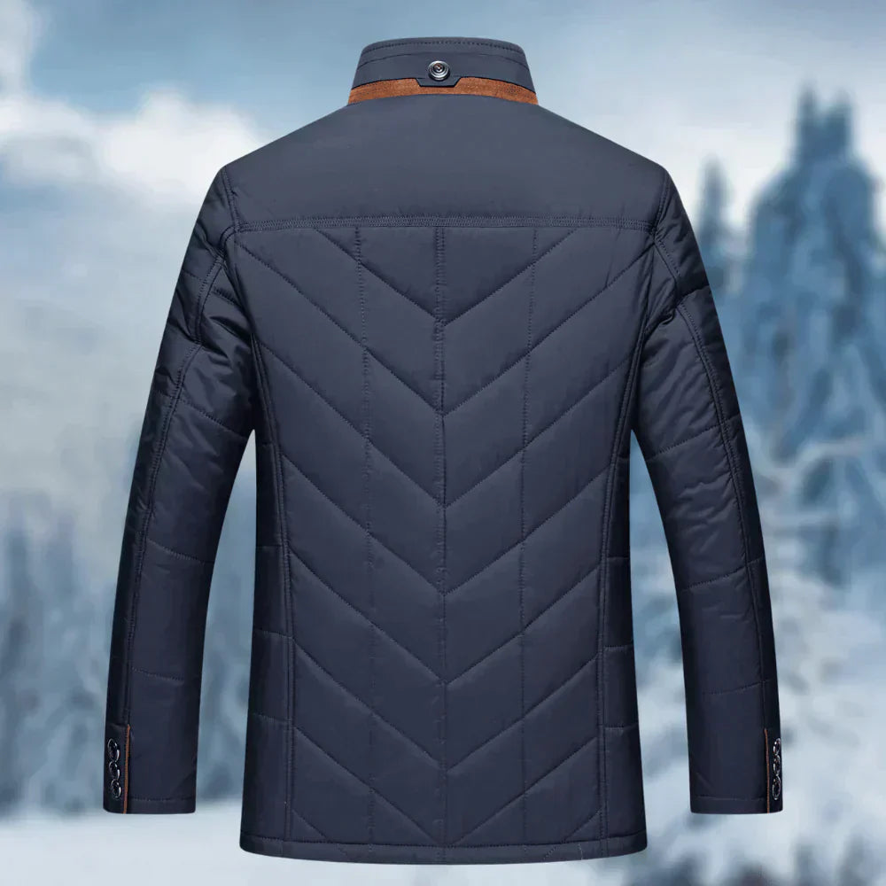 WW | Quilted Jacket Lined High Collar Zipper and Buttons Flap Pockets