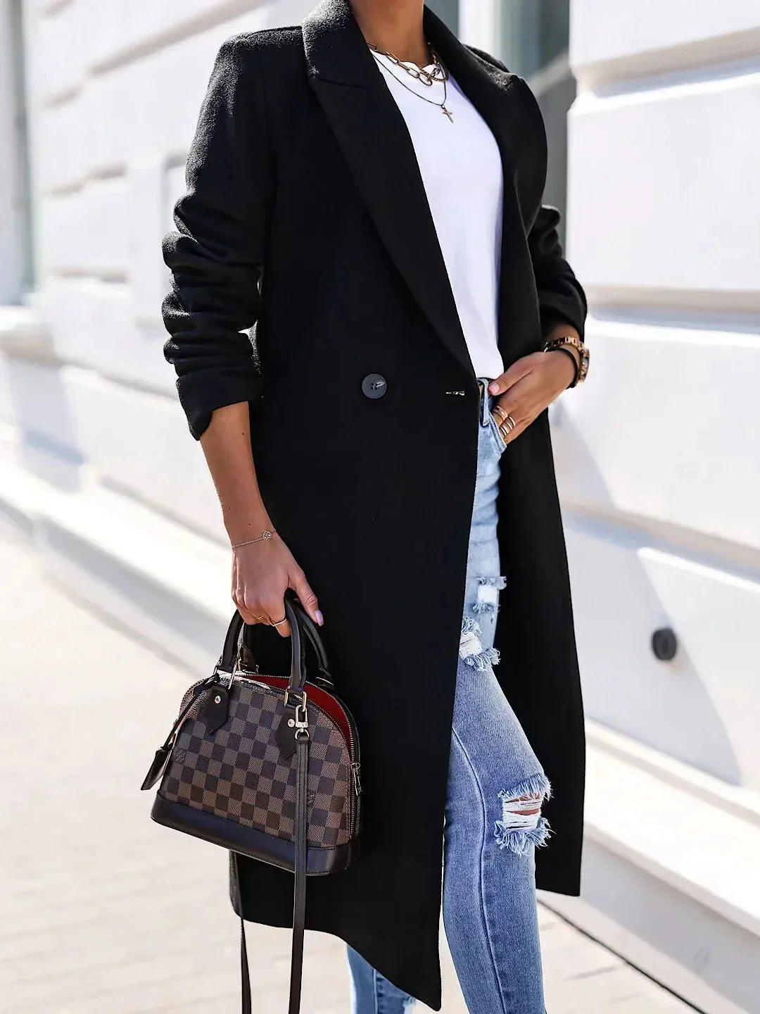WW | Long wool blend coat for women