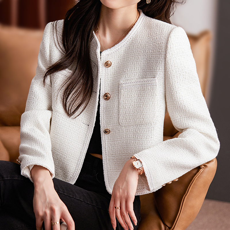 WW | Tweed Short Fit Tailored Silhouette Decorative Buttons