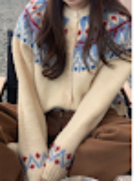 WW | StrickStrickjacke Fair Isle Muster Lange Ärmel Knopfleiste Weich Und Bequem
