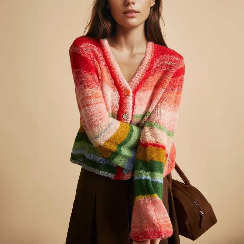 WW | Regenbogen gestreiftes Knopf-Top Vest
