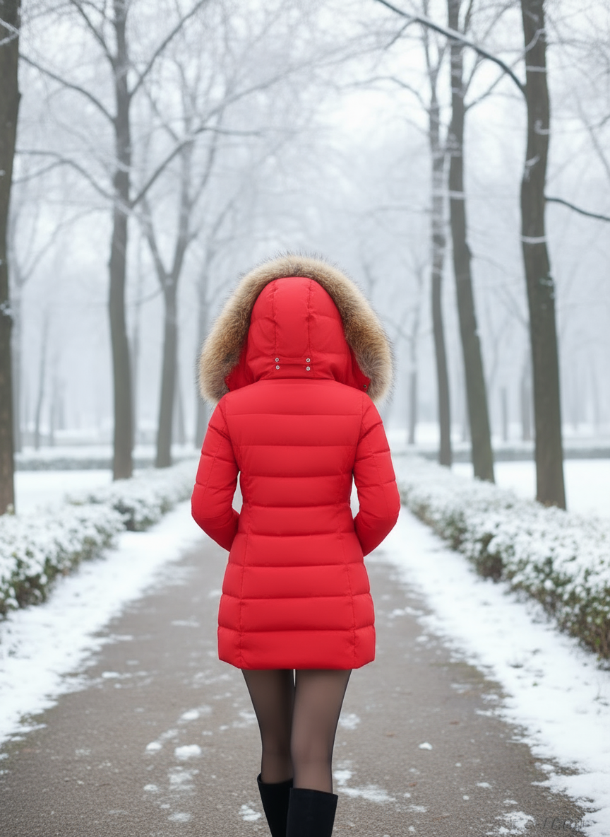 WW | Down Jacket with Fur Collar - Warm Winter Jacket