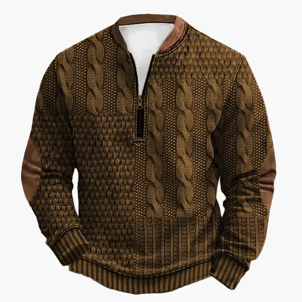 WW | Strickpullover mit Zopfmuster und Viertelreißverschluss - Modischer Freizeitpullover für Herbst und Winter