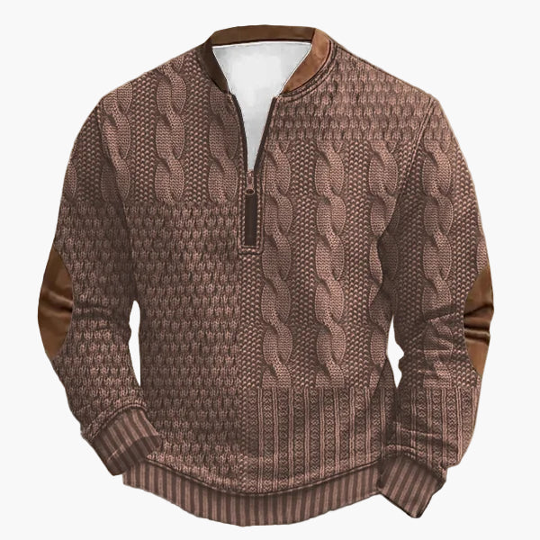 WW | Strickpullover mit Zopfmuster und Viertelreißverschluss - Modischer Freizeitpullover für Herbst und Winter