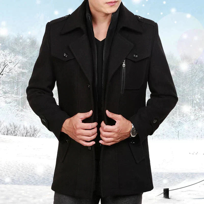 WW | Peacoat Double-breasted Wool Blend Tailored fit Lapel collar