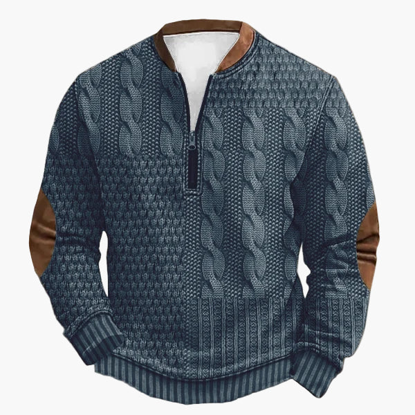 WW | Strickpullover mit Zopfmuster und Viertelreißverschluss - Modischer Freizeitpullover für Herbst und Winter