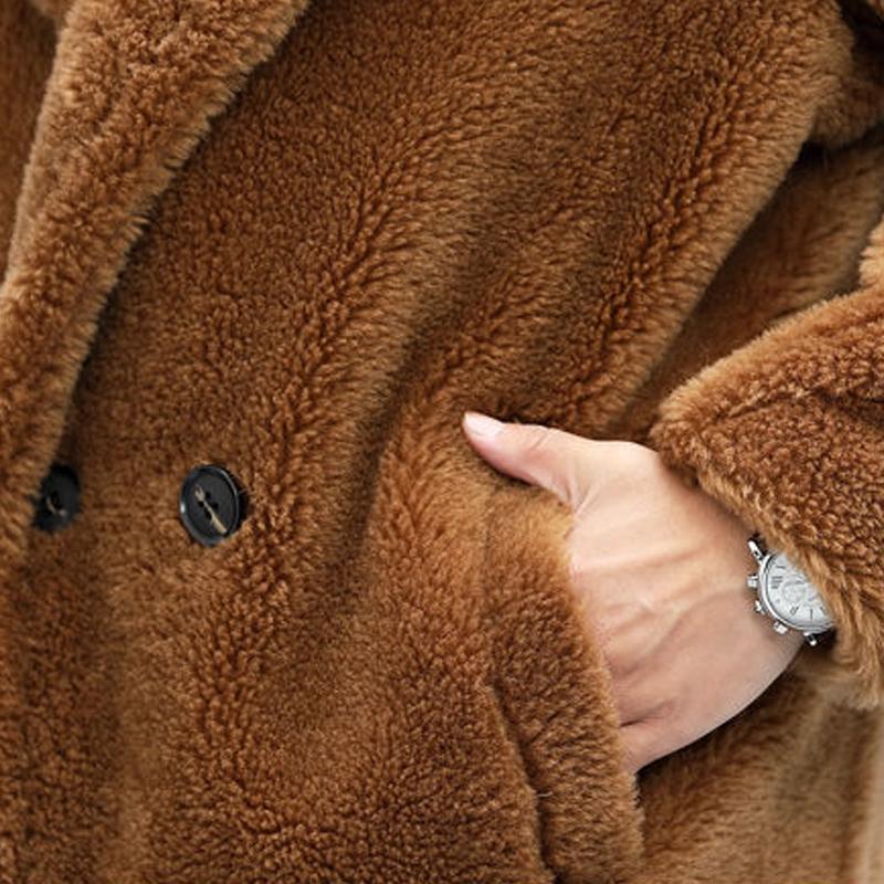 WW | Soft Teddy Material Double-Breasted Long And Warm Classic Cut