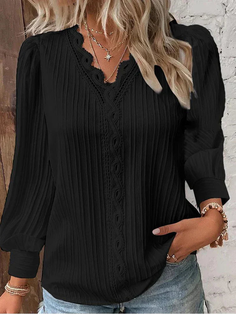 WW | Leichte Bluse mit Spitzen Details