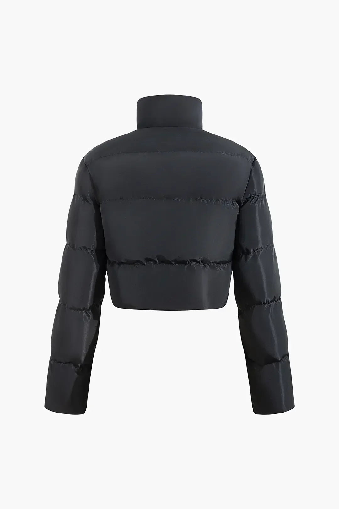 WW | Schwarze Stehkragen Cut Out Pufferjacke