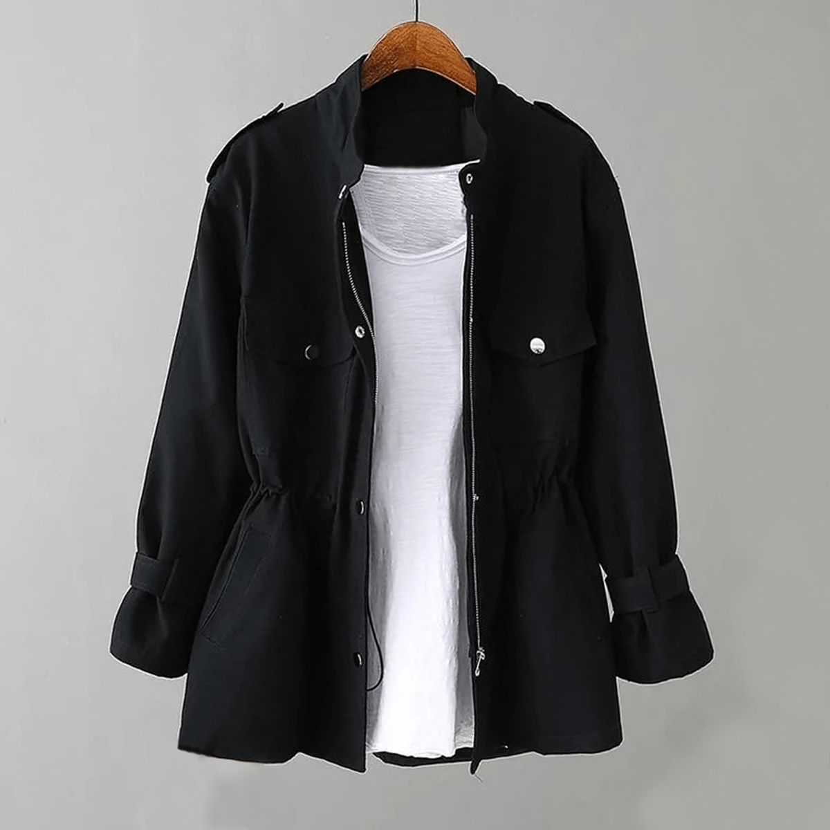 WW | Verstellbarer Tailleneinsatz Utility Trenchcoat Für Frauen