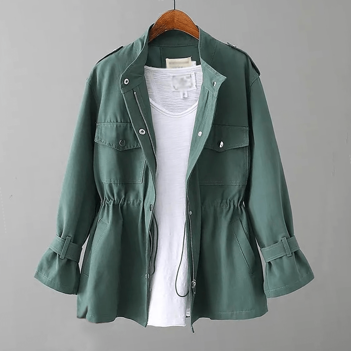 WW | Verstellbarer Tailleneinsatz Utility Trenchcoat Für Frauen