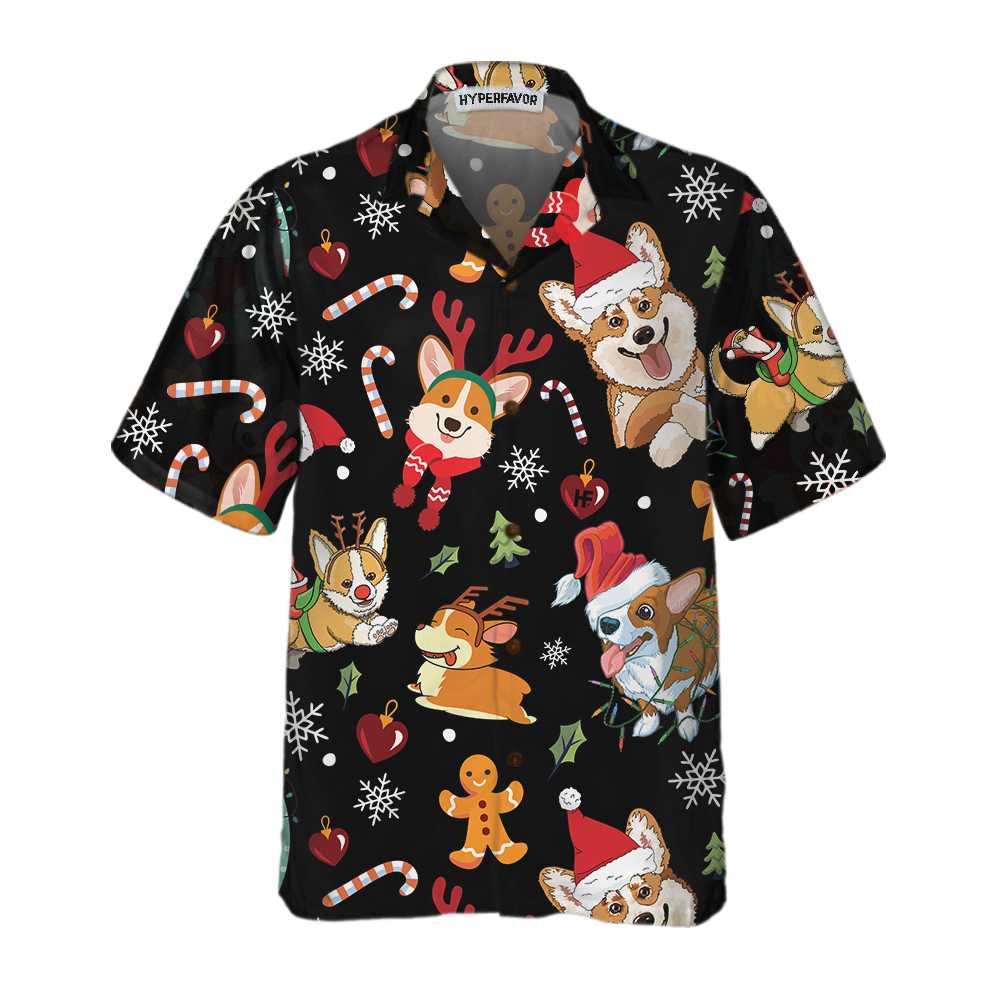 WW | Niedliche Corgis Hund Fröhliche Weihnachten Hawaiian Shirt, Lustiges Hund Weihnachten Shirt, WeihnachtsgeschenkFür Corgis Liebhaber