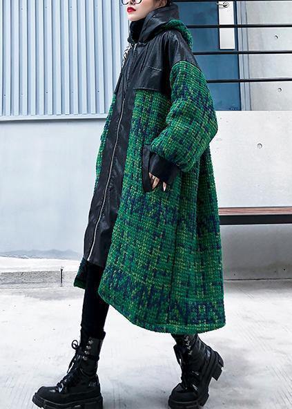 WW | Strickjacke trendige Plus-Size grüne Kapuzenjacke mit Reißverschluss