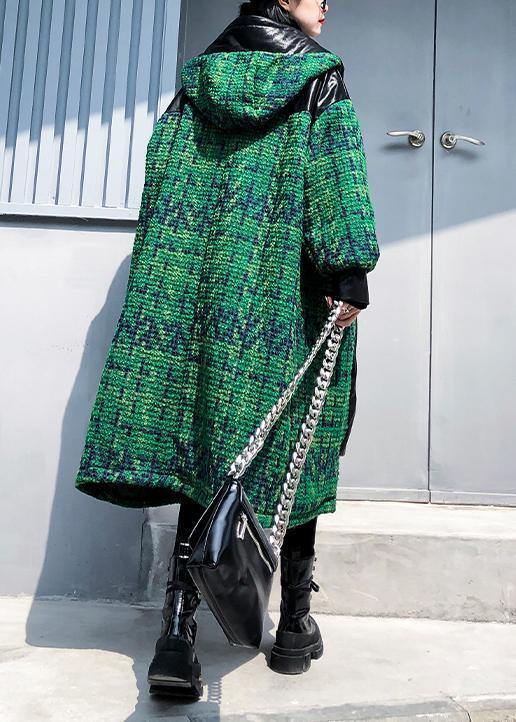 WW | Strickjacke trendige Plus-Size grüne Kapuzenjacke mit Reißverschluss