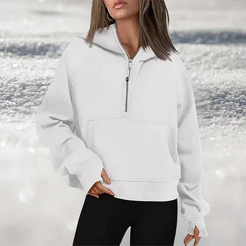 WW | Damen leicht pullover mit halbzipper für Stil und Komfort
