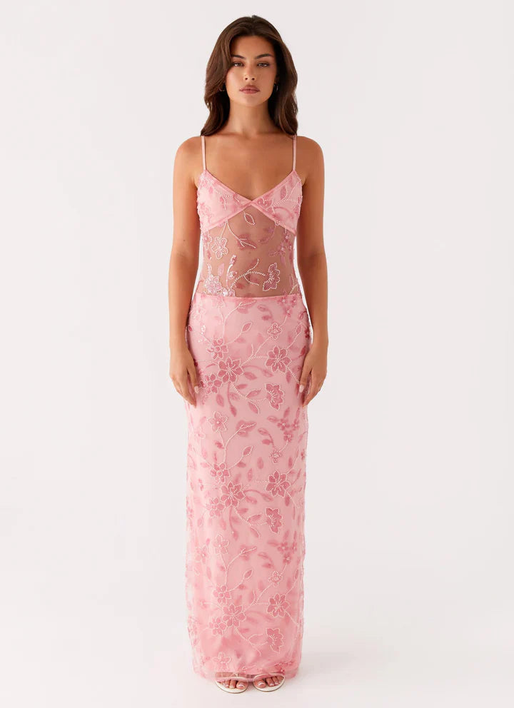 Lila™ | Transparent Floral Maxi Dress