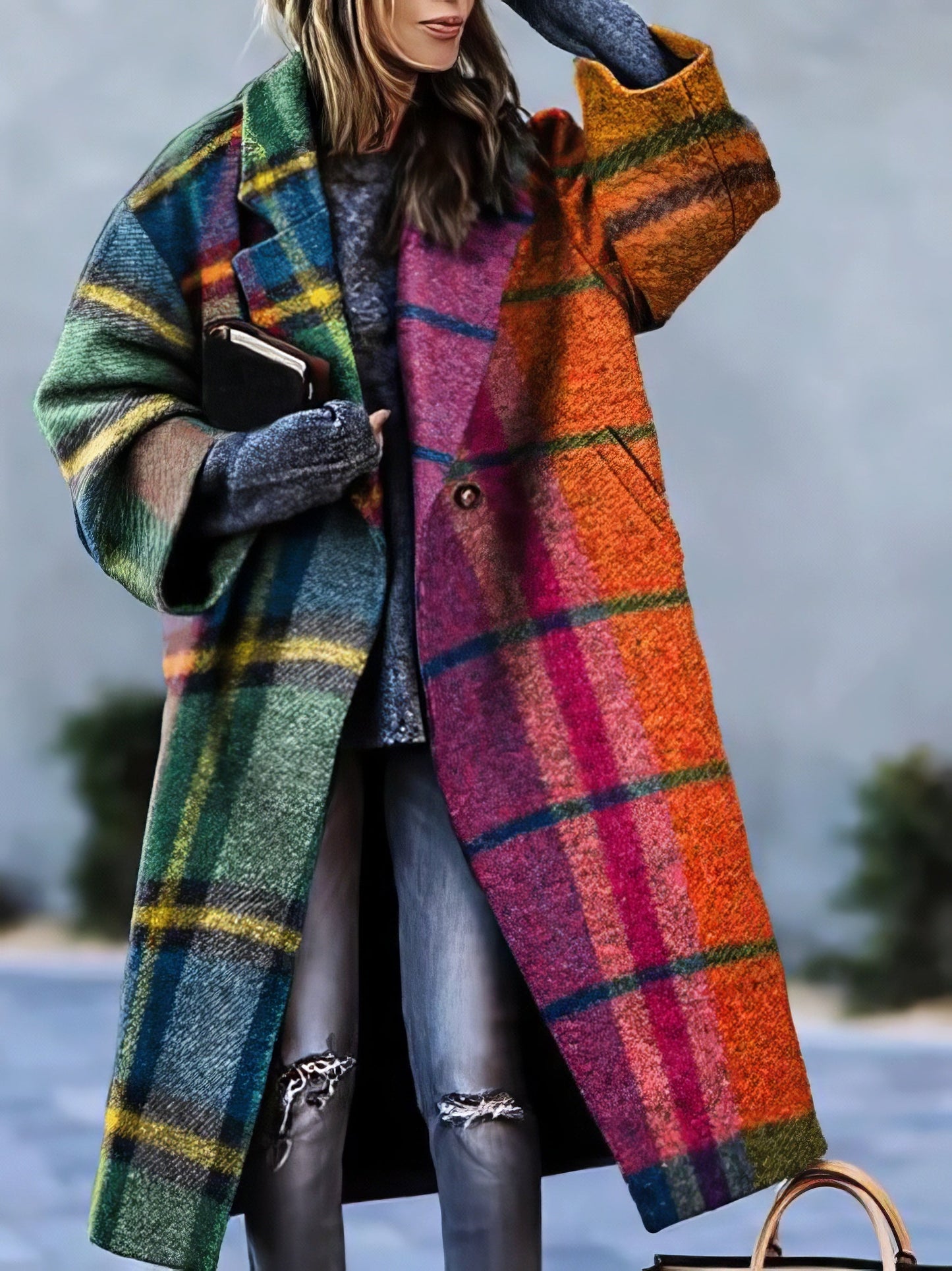 WW | Damen langer Mantel mit Reverskragen für Herbst & Winter