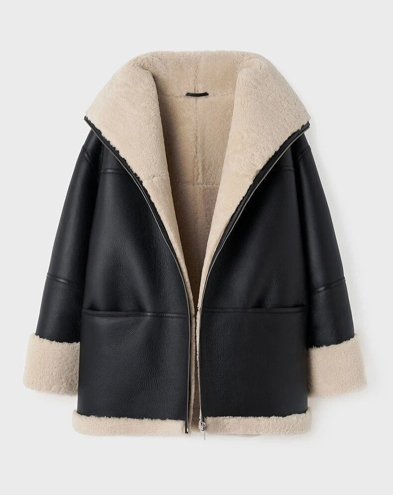 WW | Damen Warme Winterjacke mit Pelzkragen und Weicher Fütterung