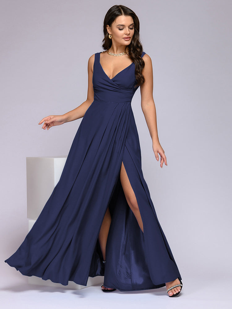 WW | Elegant Maxi Dress With Deep V-neck And Slit