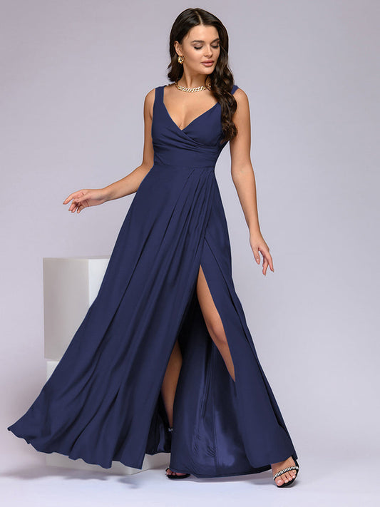 WW | Elegant Maxi Dress With Deep V-neck And Slit
