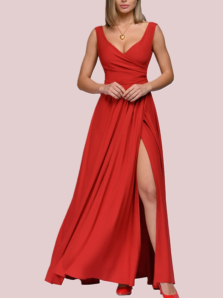 WW | Elegant Maxi Dress With Deep V-neck And Slit