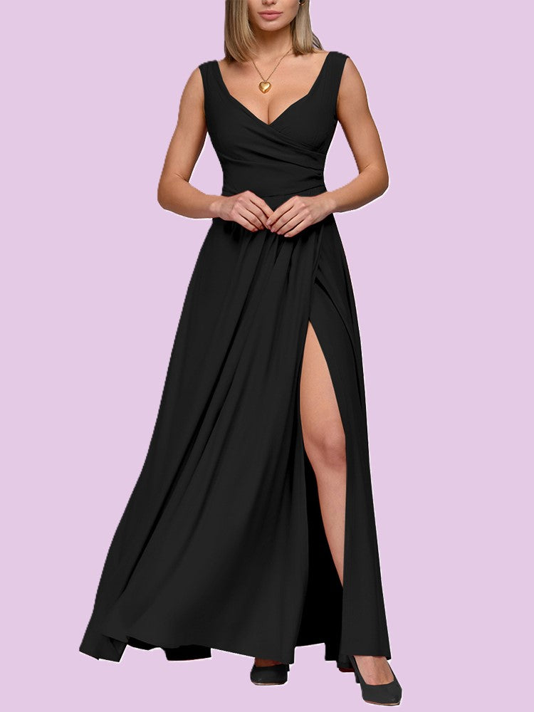 WW | Elegant Maxi Dress With Deep V-neck And Slit