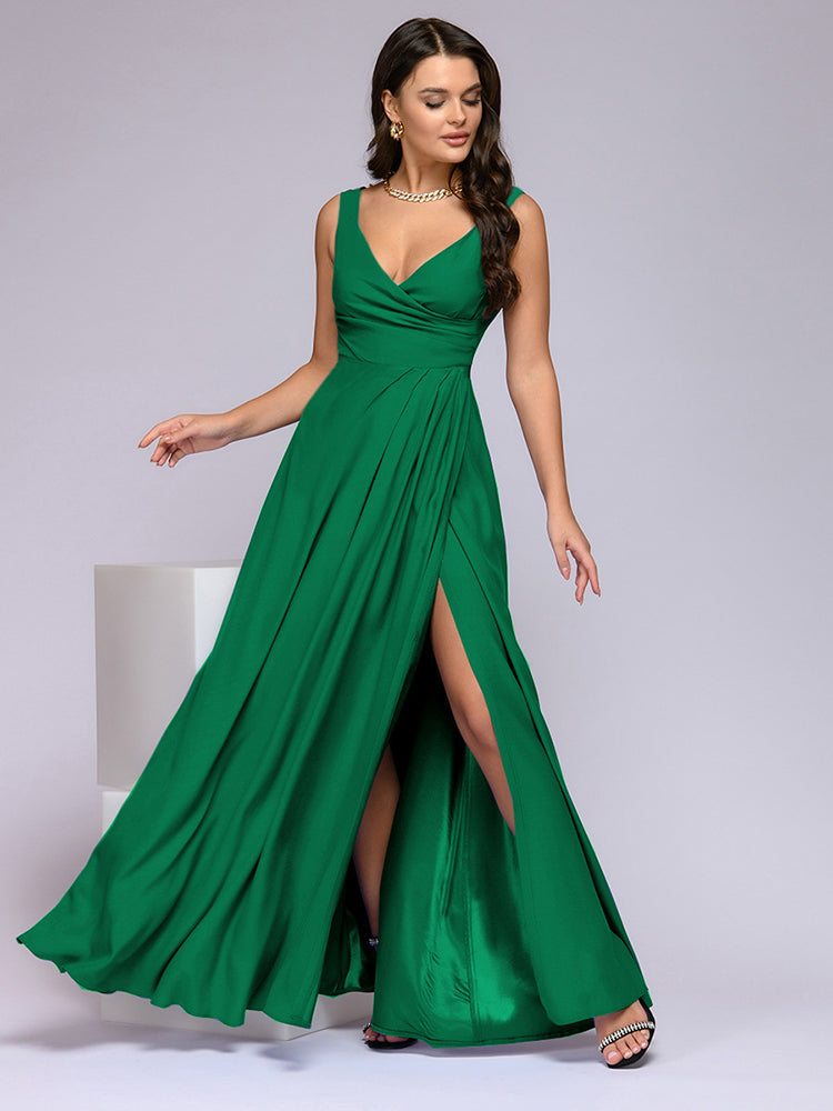 WW | Elegant Maxi Dress With Deep V-neck And Slit