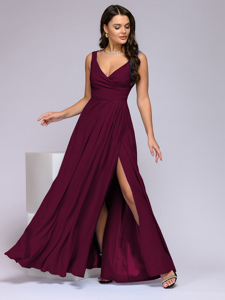 WW | Elegant Maxi Dress With Deep V-neck And Slit