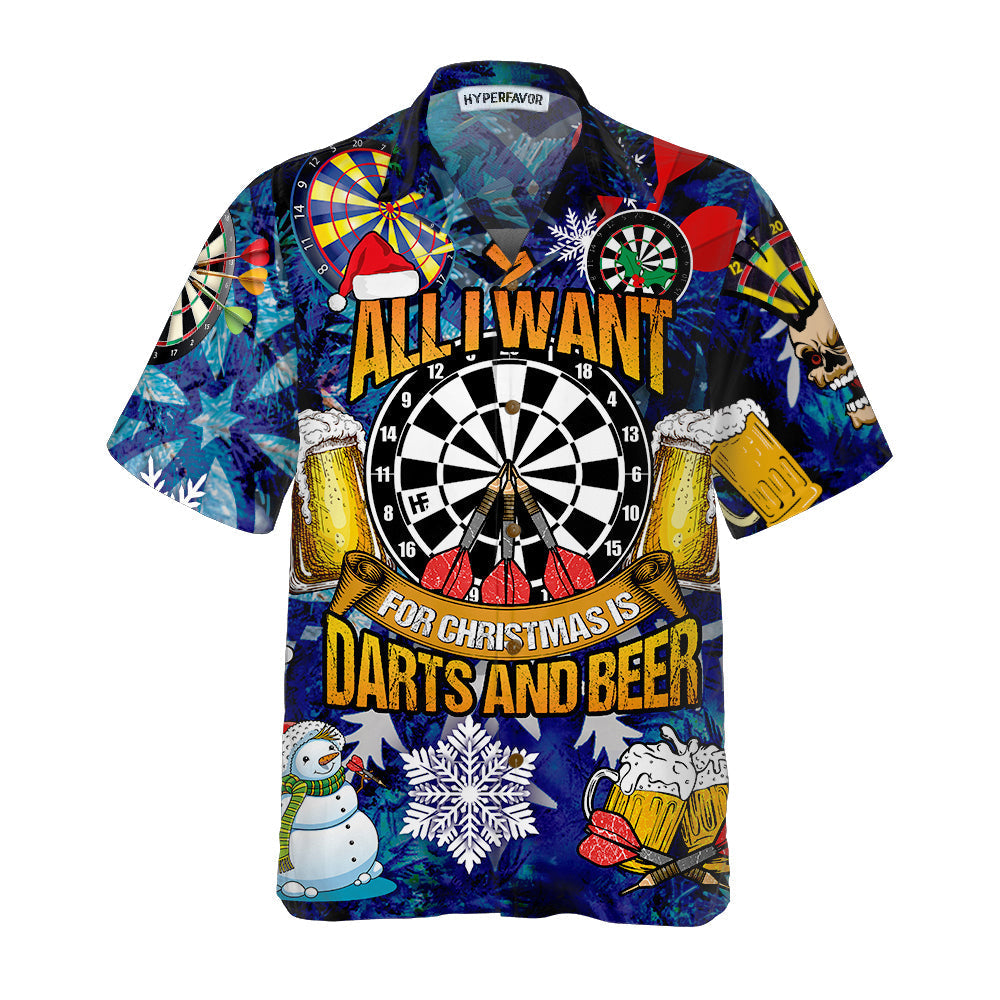 WW | Alles, Was Ich Mir Zu Weihnachten Wünsch, Sind Darts Und Bier Hawaiian Shirt, Lustiges Weihnachts-Shirt Für Männer, Beste Xmas Geschenkidee