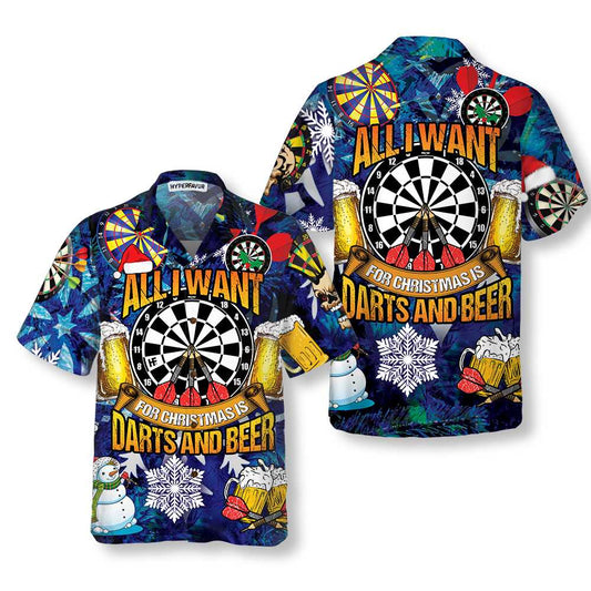 WW | Alles, Was Ich Mir Zu Weihnachten Wünsch, Sind Darts Und Bier Hawaiian Shirt, Lustiges Weihnachts-Shirt Für Männer, Beste Xmas Geschenkidee