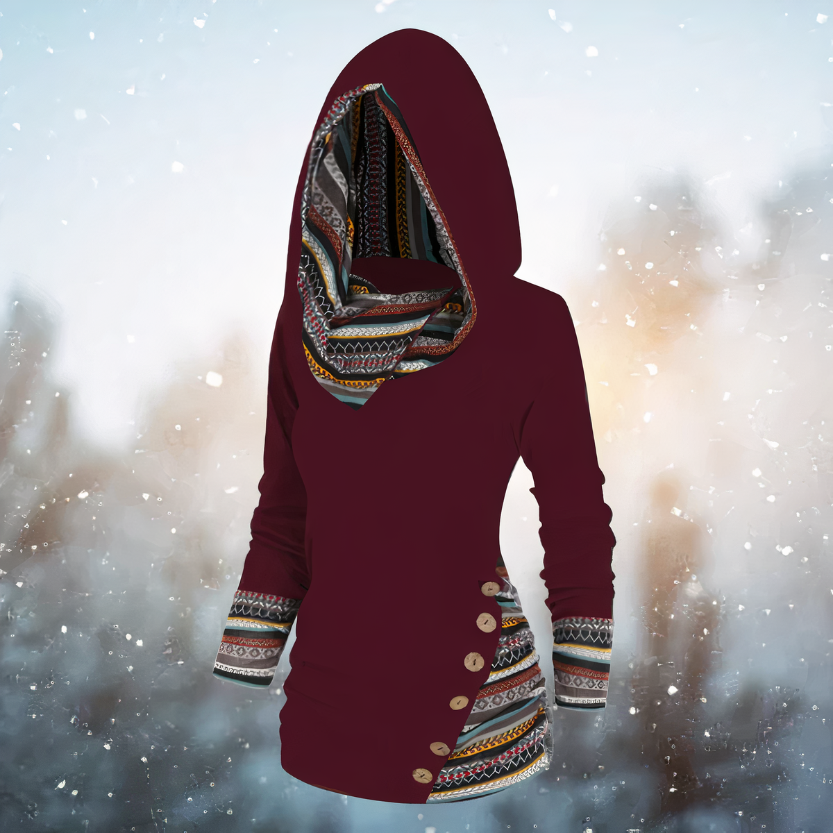 WW - Stylische Tribal-Pullover Mit Kapuze