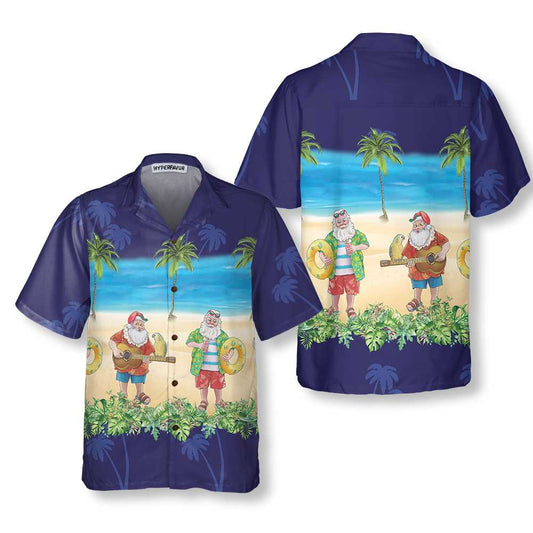 WW | Aloha-Shirt Santa Hawaiian Shirt, Funny Santa Christmas Holiday Shirt, Best Gift for Christmas