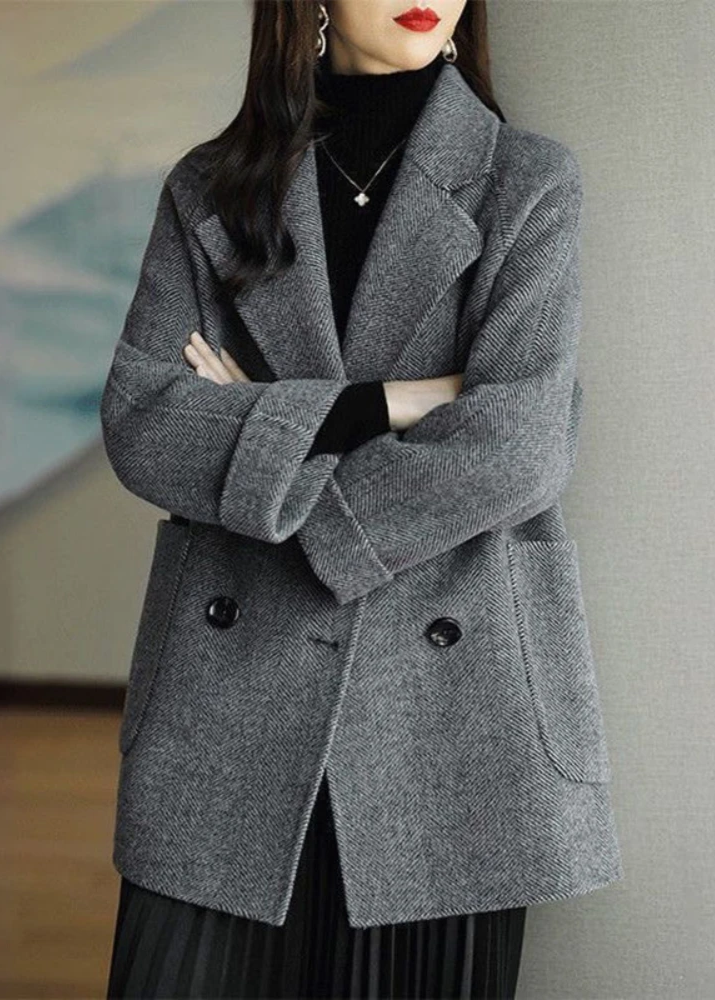 WW | Damen Wollmischung Trenchcoat mit doppelter Knopfleiste und Reverskragen