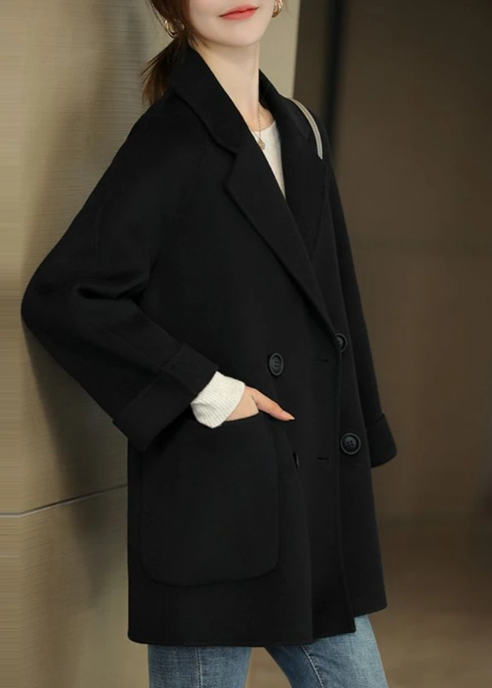 WW | Damen Wollmischung Trenchcoat mit doppelter Knopfleiste und Reverskragen
