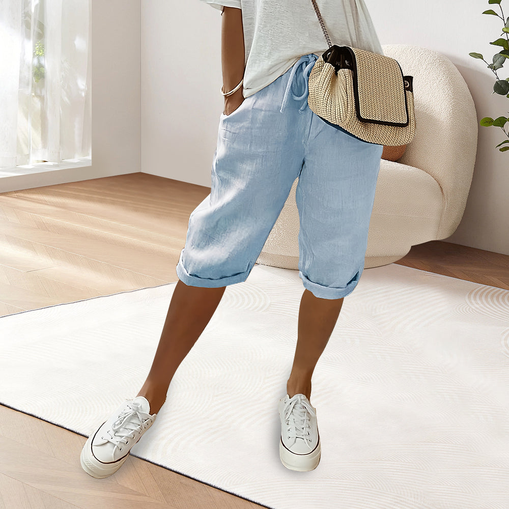 WW | Cotton Linen Elastic Waist Casual Pants