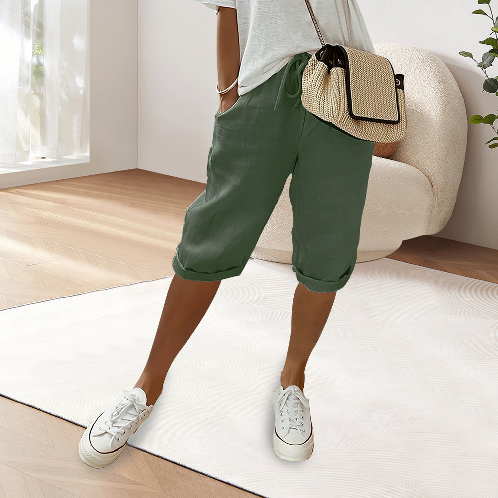 WW | Cotton Linen Elastic Waist Casual Pants