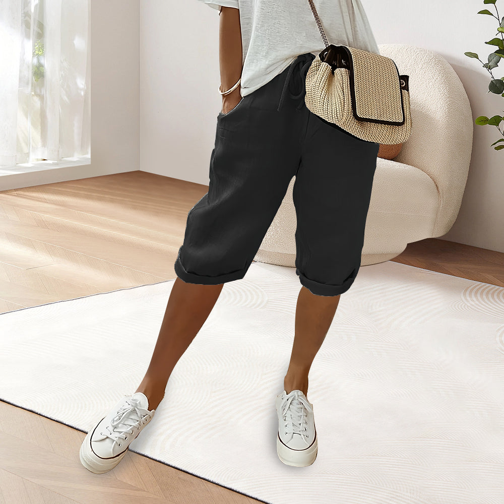 WW | Cotton Linen Elastic Waist Casual Pants