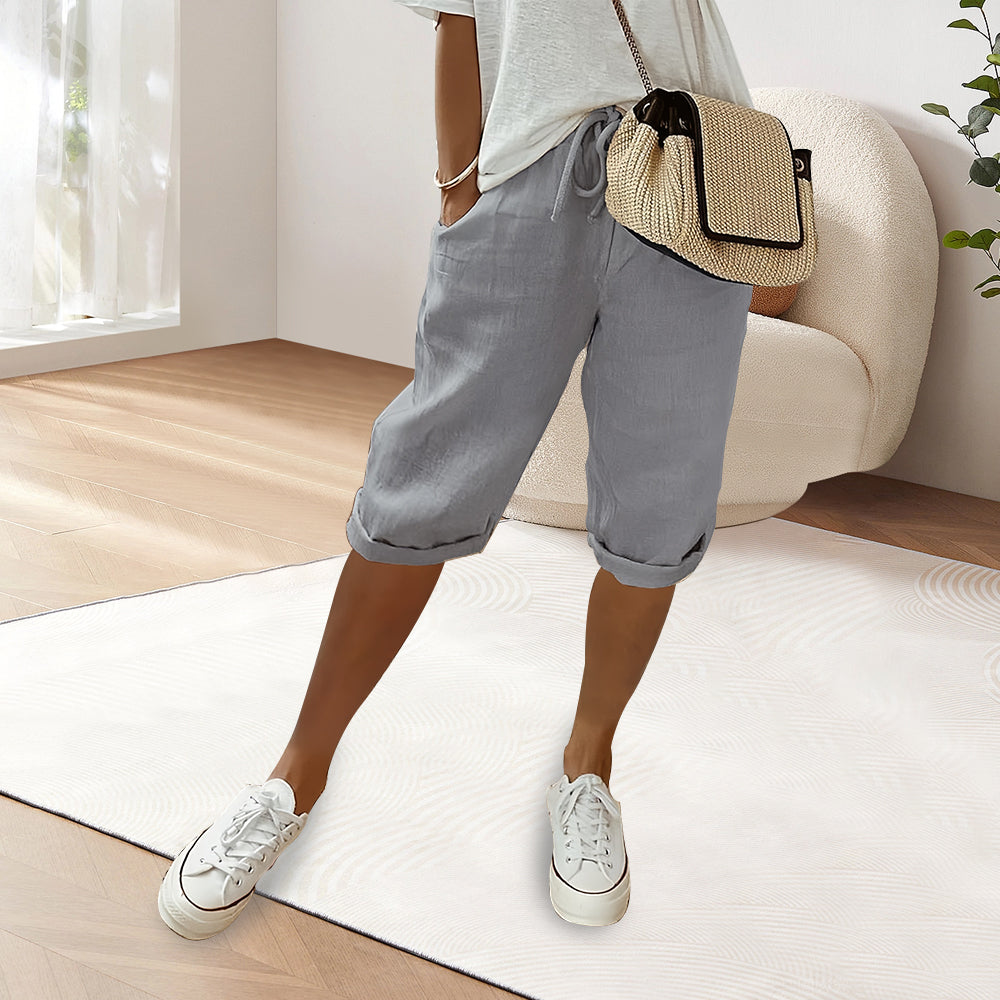 WW | Cotton Linen Elastic Waist Casual Pants